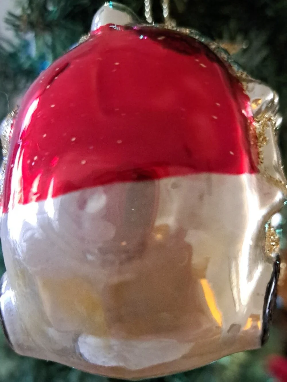 Holiday Glass Train Ornament - Red Gold Accent 4-1/4